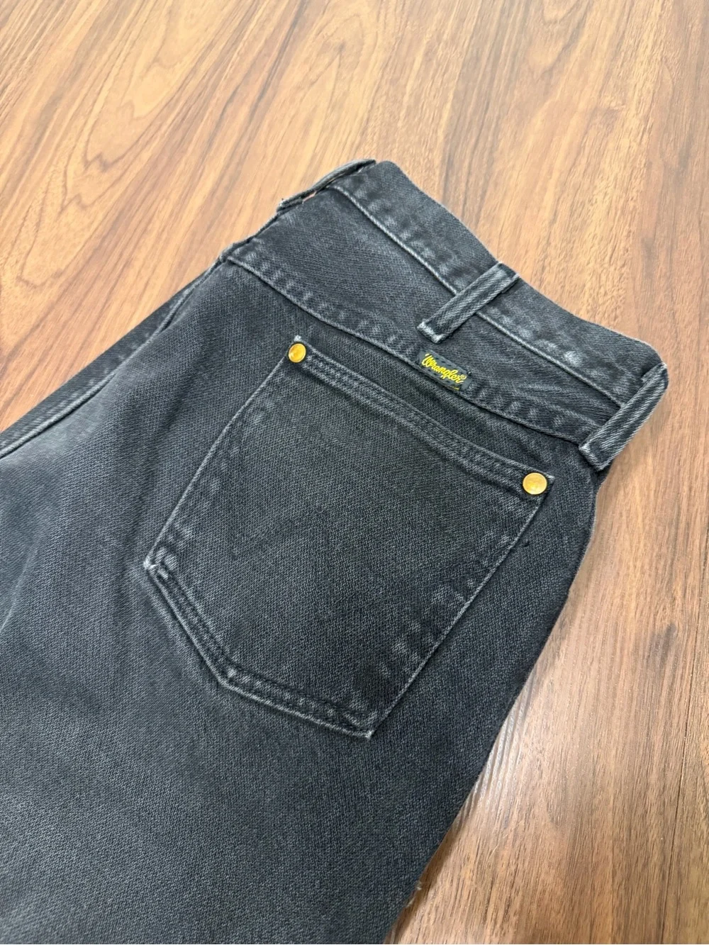 Vintage Wrangler Faded Men's Straight Black Denim Jeans 34x32 Cowboy Straight